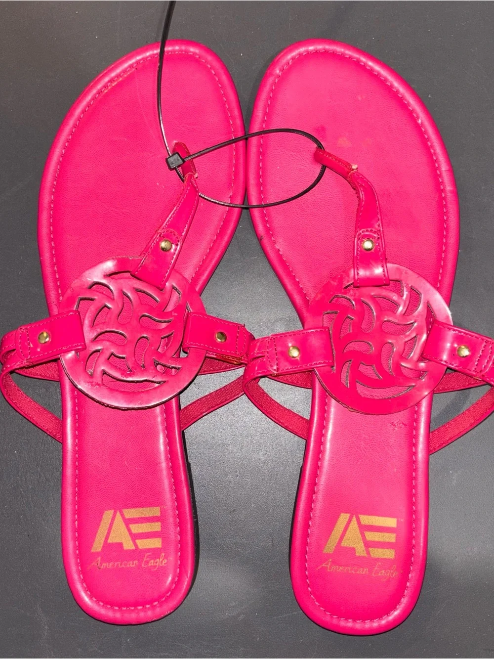 American Eagle Outfitters Hot Pink T-Strap Medallion Sandals